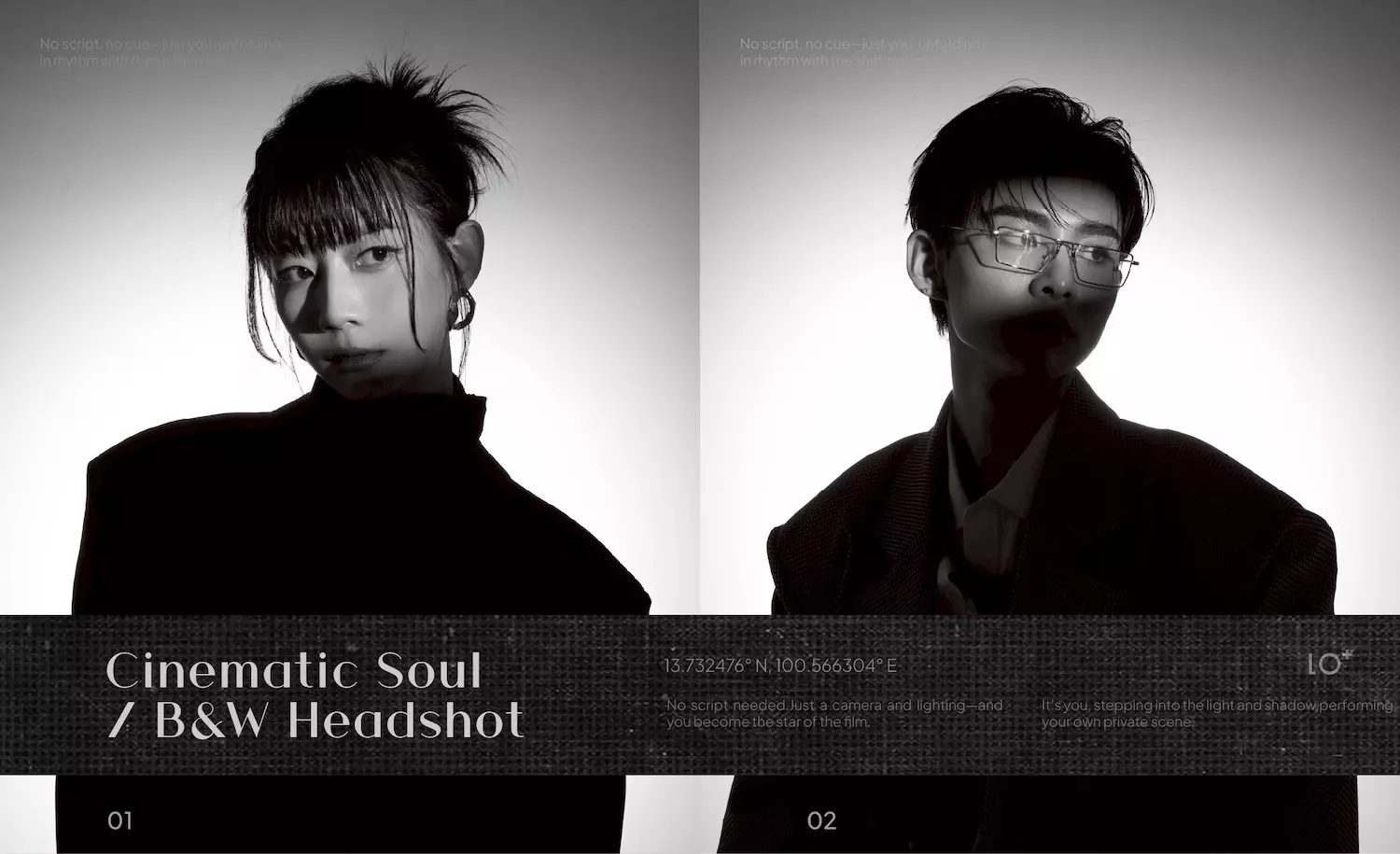 HOLO+FACE สตูดิโอถ่ายภาพพอร์ตเทรตในกรุงเทพฯ Cinematic Soul B&W Headshot สำหรับโปรไฟล์มืออาชีพ พร้อมสไตล์ภาพขาวดำแบบภาพยนตร์ที่เหนือกาลเวลา
