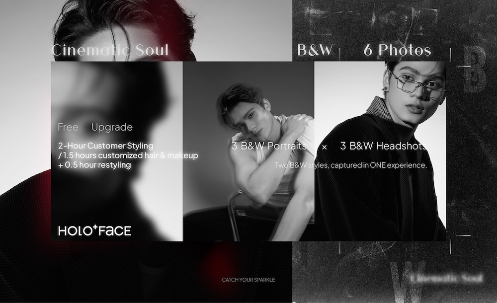 【 พิเศษเฉพาะเดือนมกราคม 】 Cinematic Soul | ขาวดำ - 6 ภาพ（ 3 ภาพพอร์ตเทรตขาวดำ × 3 ภาพเฮดช็อตขาวดำ）